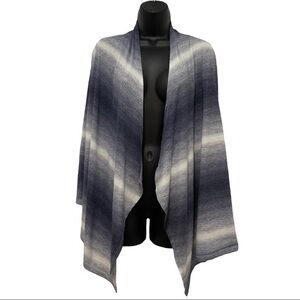 One Story Gray & White Ombré Stripe Open Front Waterfall Cardigan Size Small